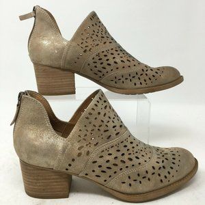 Sofft Boots Women 8 M Wyoming Laser Cut Out  Ankle Booties SF0009608 Tan Leather